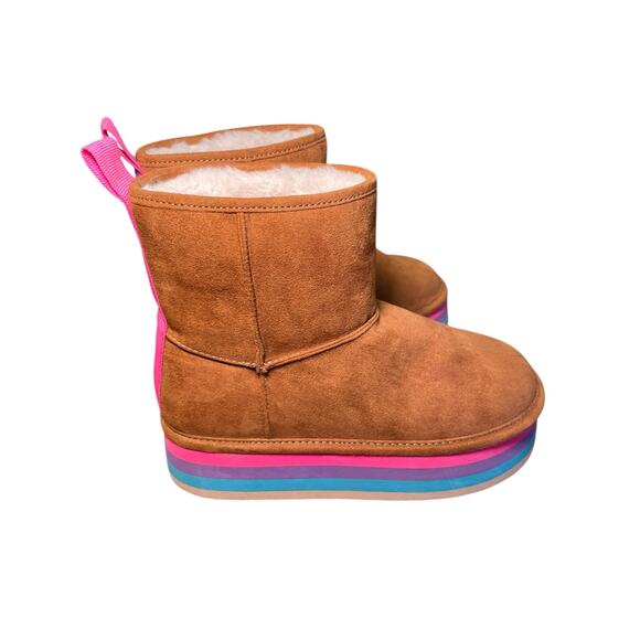 Steve Madden Girl 13 Jtoasty Stripe Brown Camel Cognac Platform Boot Pink Purple - Picture 7 of 14